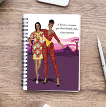 Load image into Gallery viewer, Wire notebook/Journal, with inspirational African proverb cover