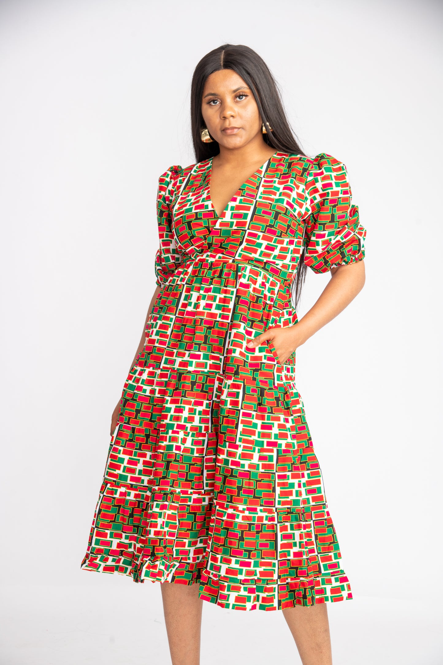 Onyinye African Print Midi Dress