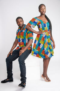 Yomi Midi African Print Dress