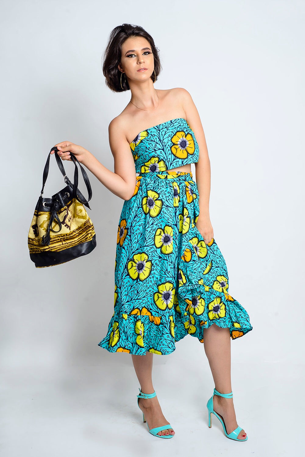 Kimber African Print Ankara Wrap skirt with frills - Afrothrone