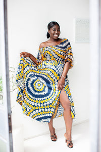 Zuri African print silk skirt