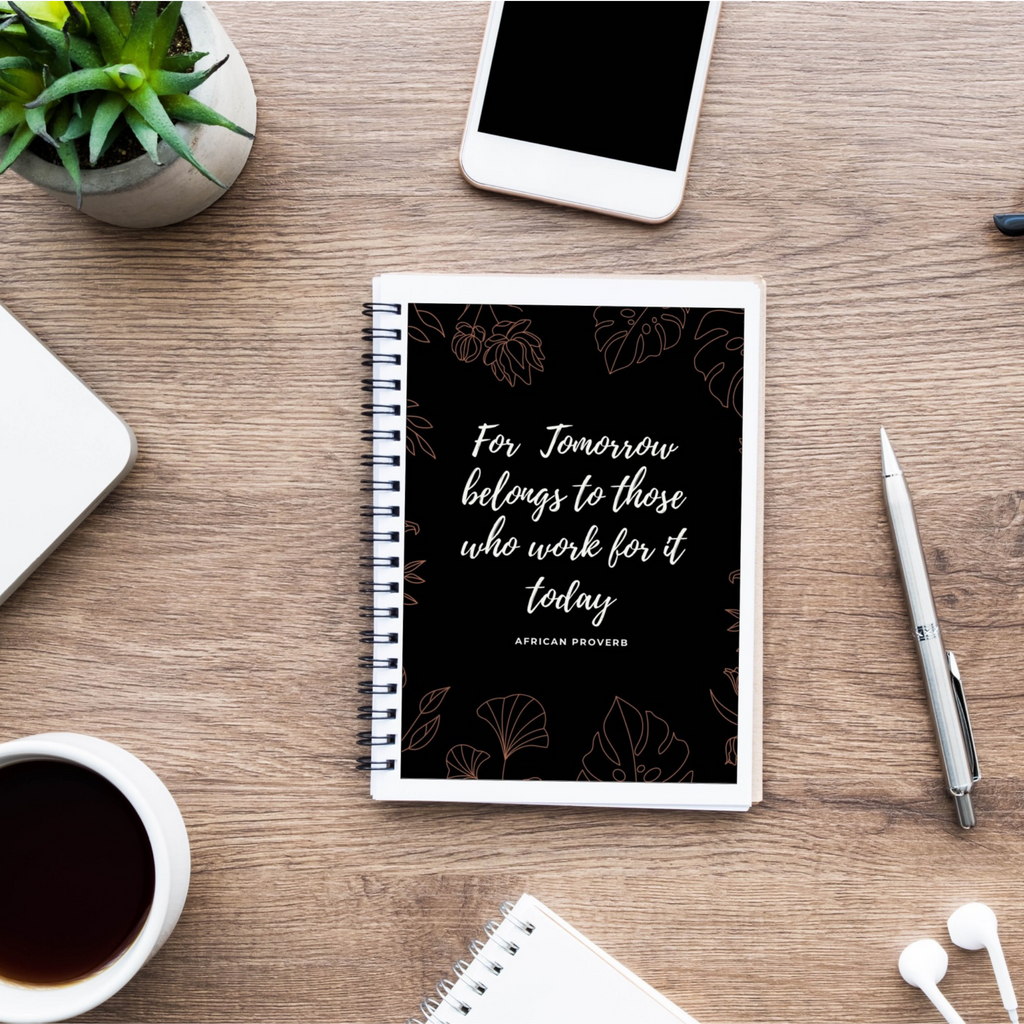 Wire notebook/Journal, with inspirational African proverb cover. Gift idea