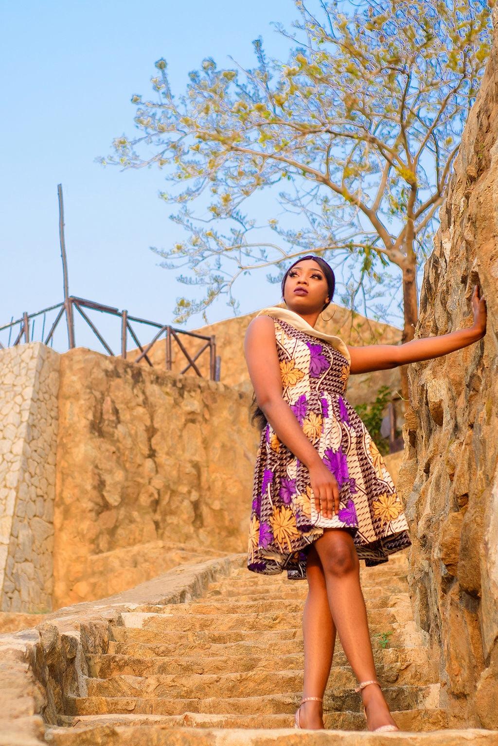 Asabe African print skater dress Afrothrone