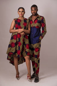 NEW IN Abims African print Ankara high low pleated flay dress - Afrothrone