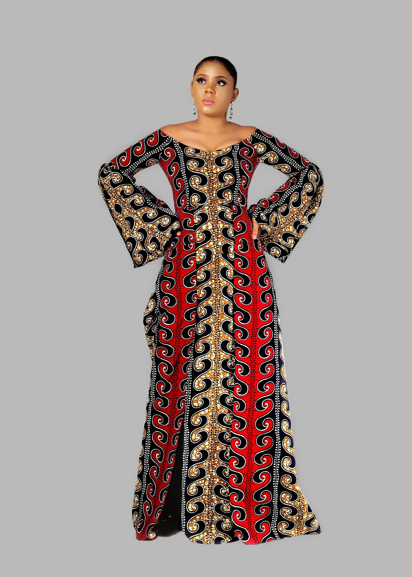 NEW IN Imani African print Ankara maxi dress with double slit - Afrothrone