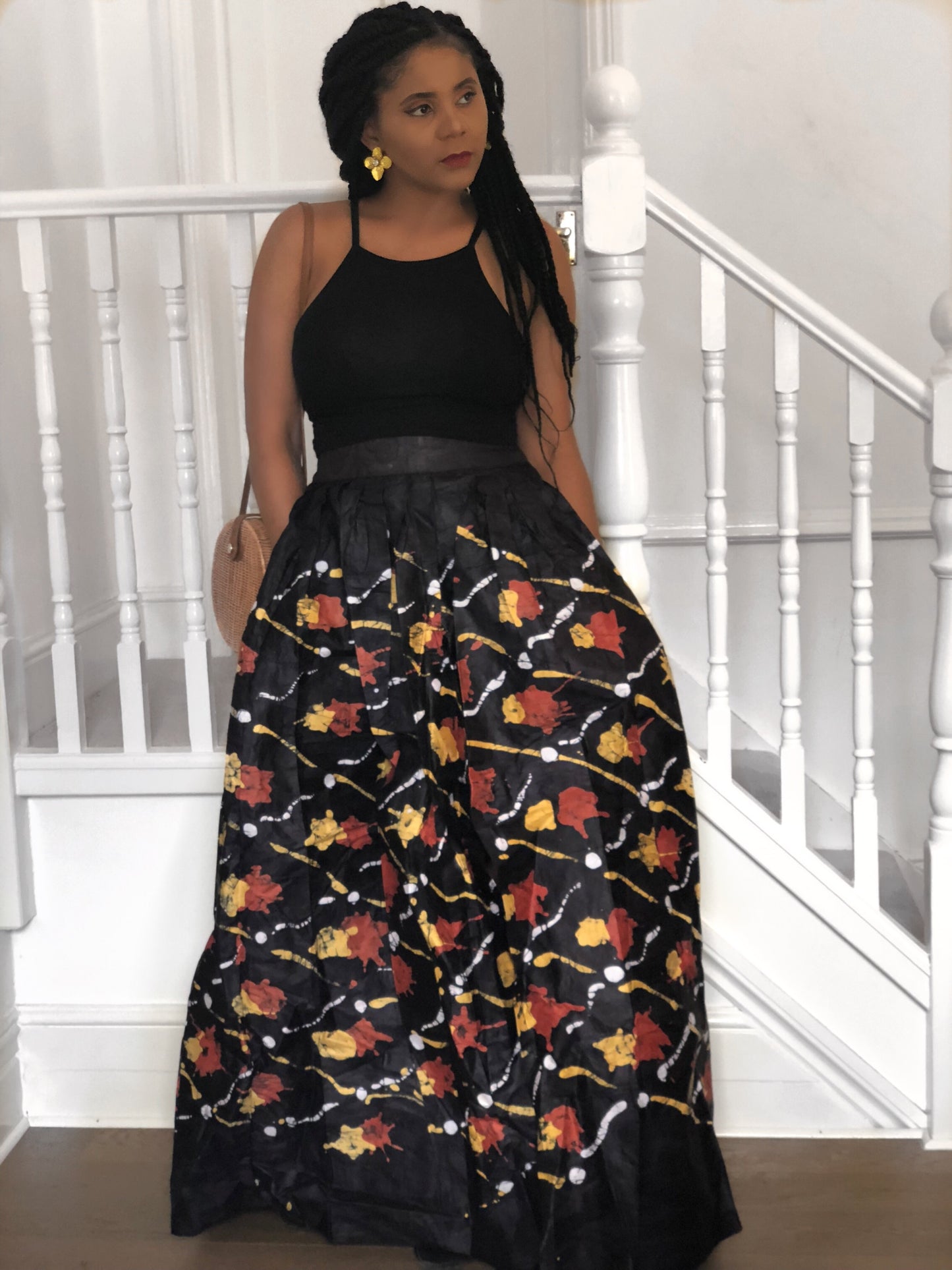 The Cocotte African print hand-dyed Batik maxi skirt - Afrothrone