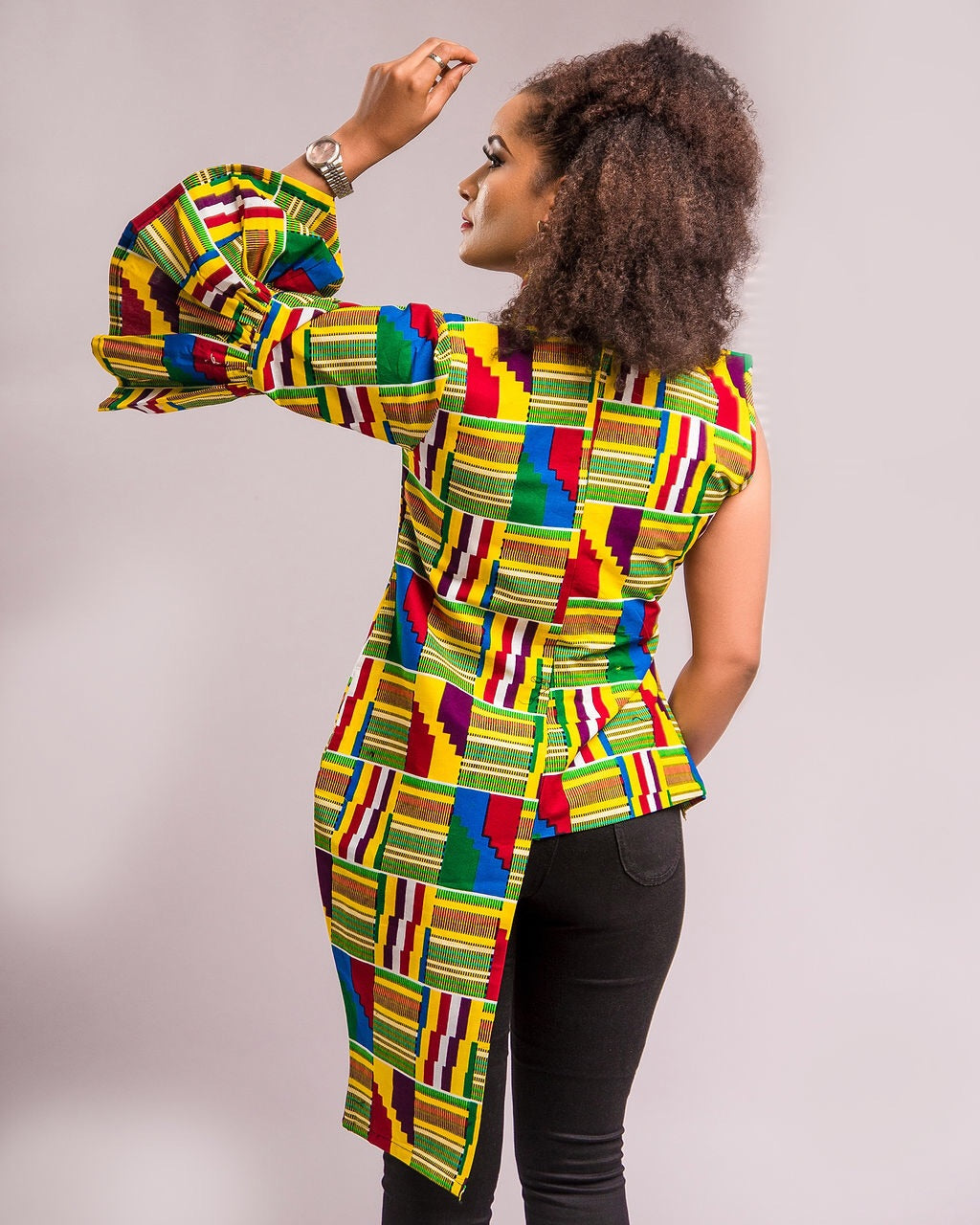NEW IN Desta African print Ankara deconstructed Asymmetrical shirt top - Afrothrone
