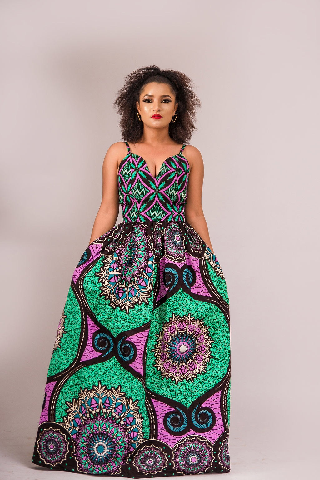 Kiki African Print Ankara Maxi Dress - Afrothrone