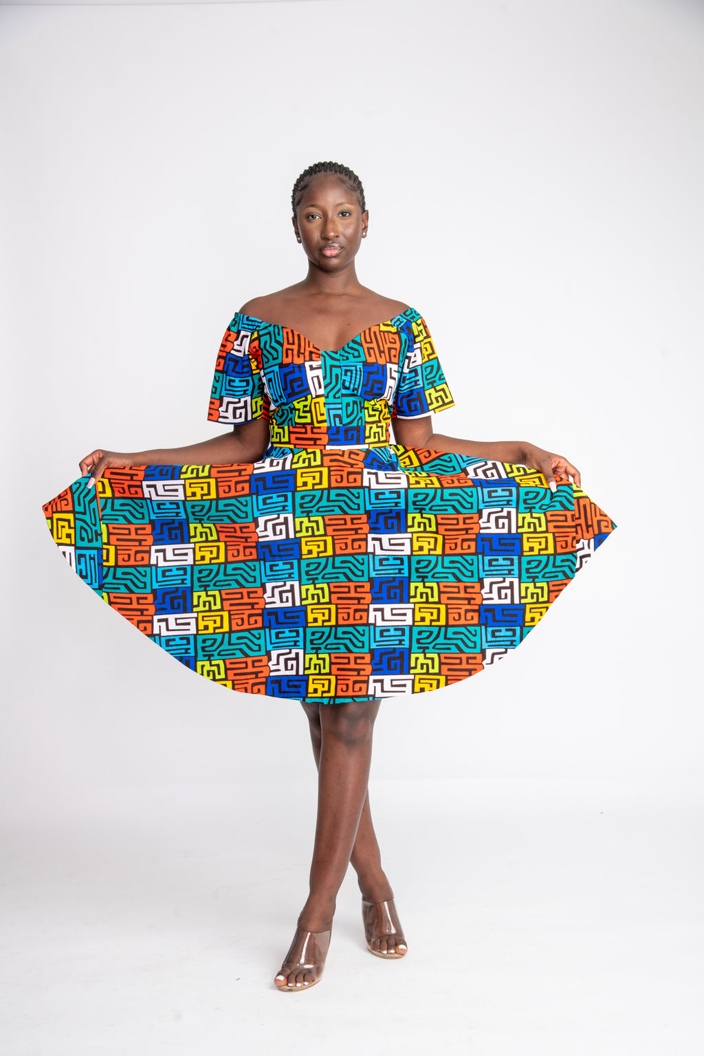 Yomi Midi African Print Dress