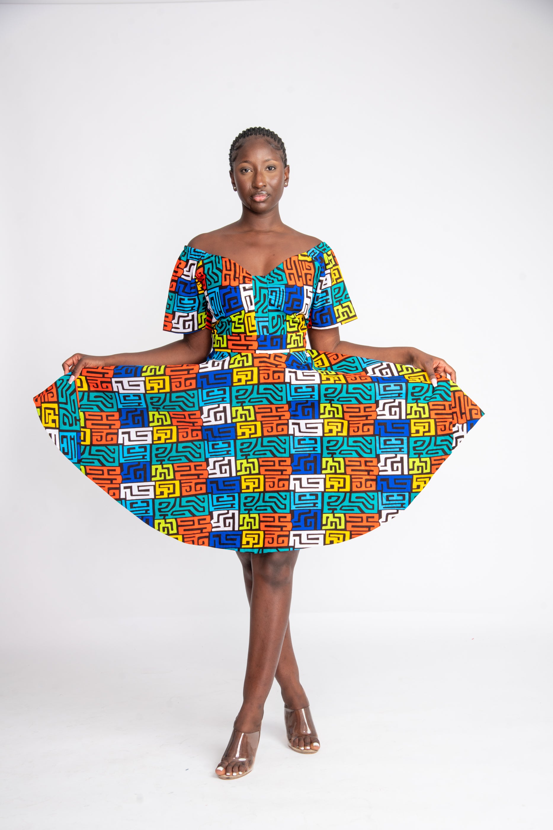 Yomi Midi African Print Dress