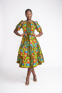 Seun Midi African Print Dress