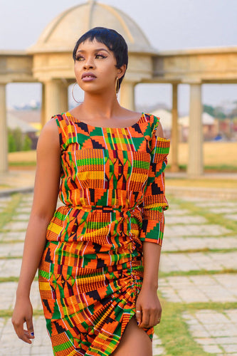 NEW IN Kwanza African print drawstring dress - Afrothrone