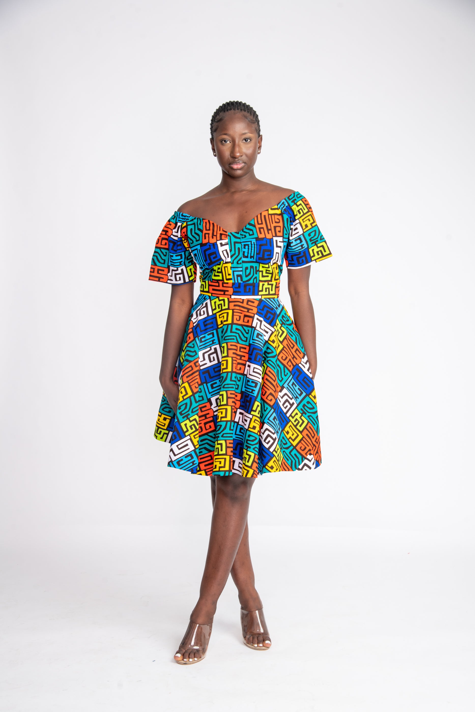 Yomi Midi African Print Dress