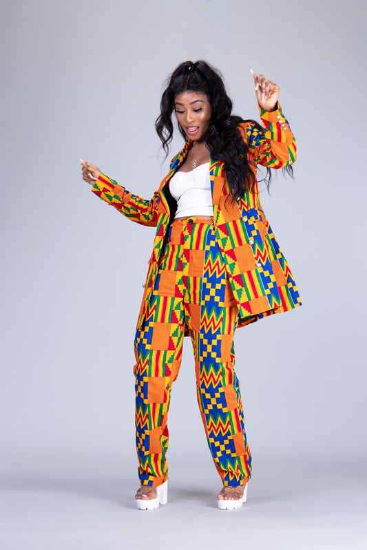 Efya African Print kente 2 piece suit / blazer dress - Afrothrone