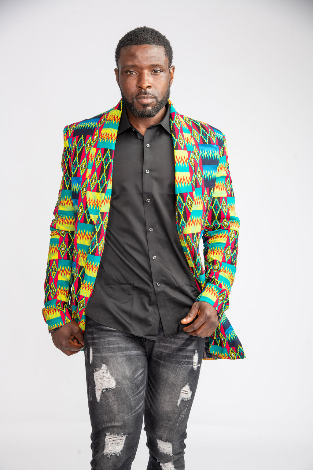 Seun Men African print Jacket