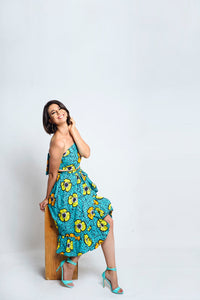 Kimber African Print Ankara Wrap skirt with frills - Afrothrone