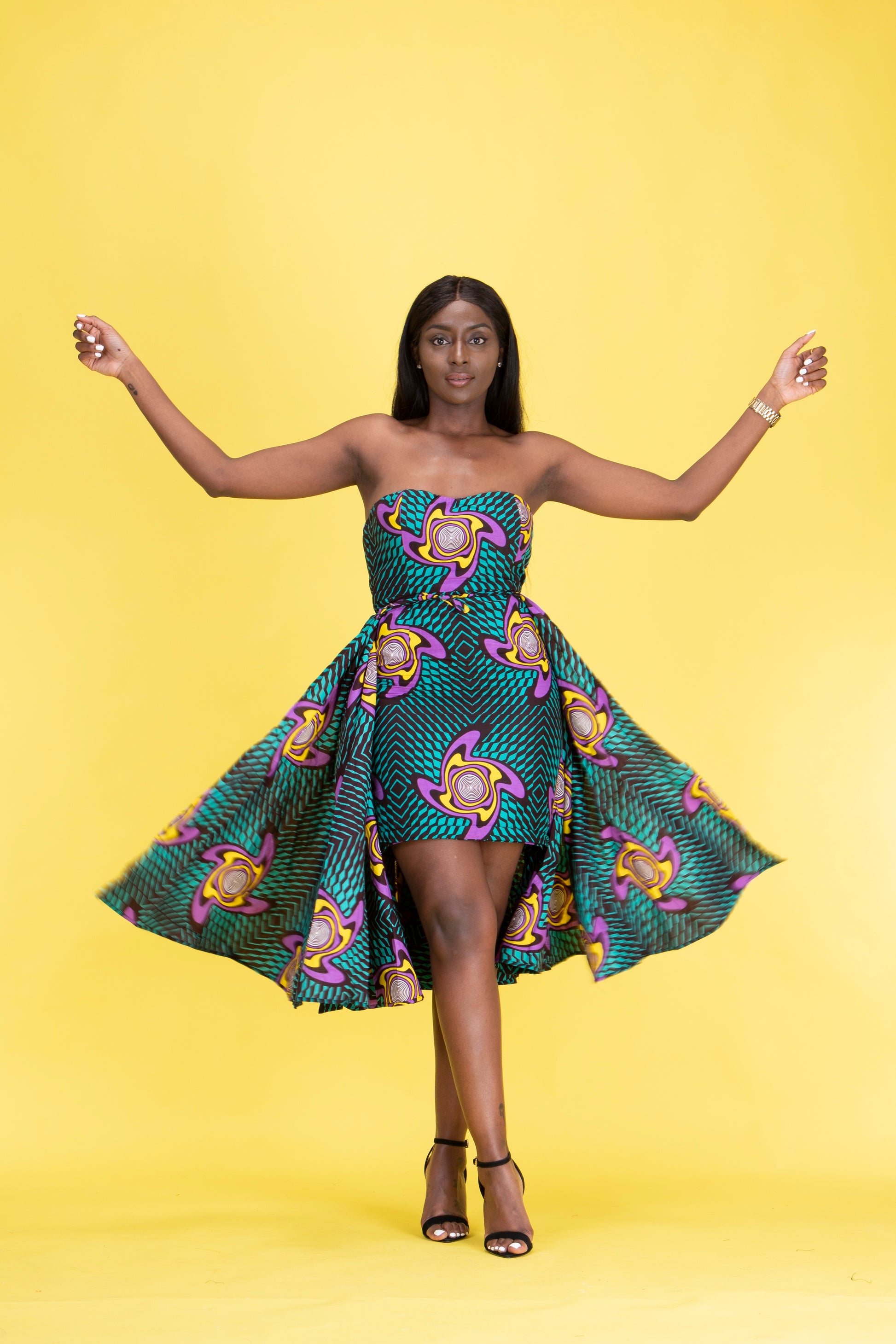 Didi African print Ankara multi-way detachable fishtail dress - Afrothrone