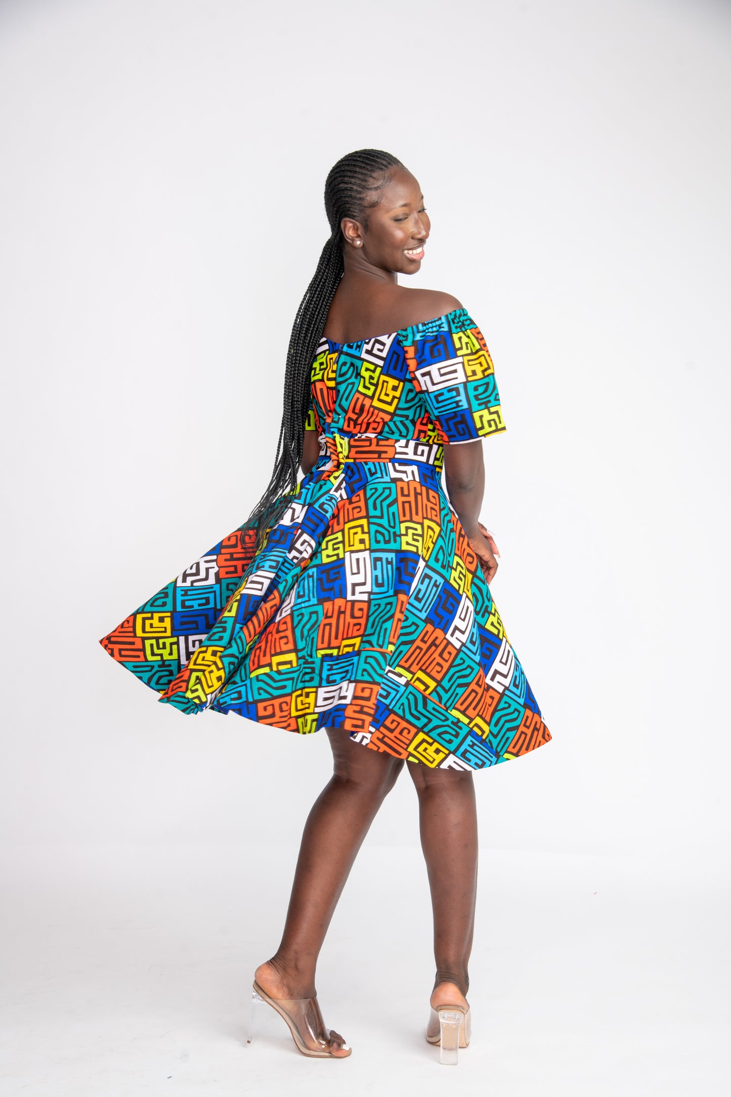 Yomi Midi African Print Dress