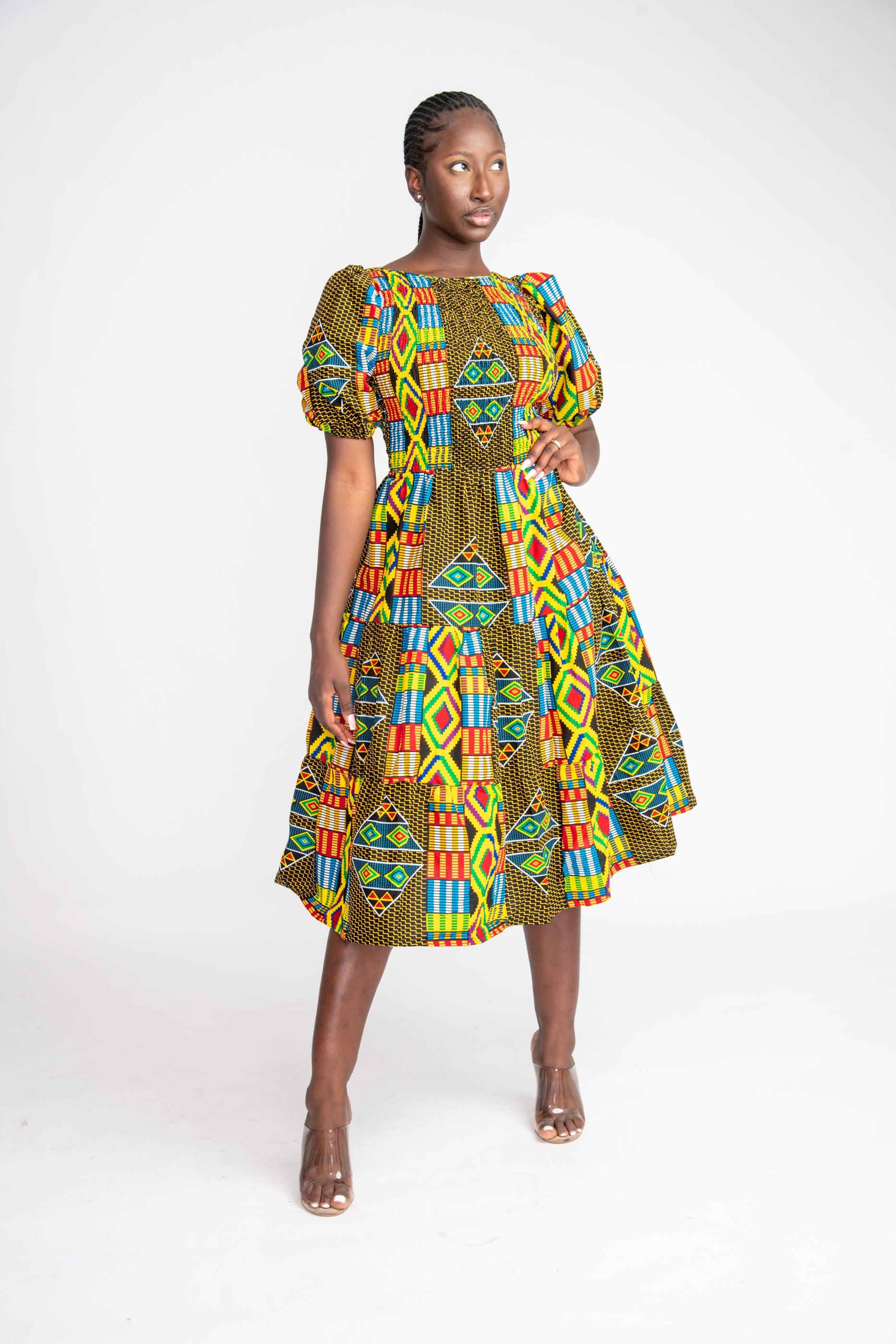 Seun Midi African Print Dress