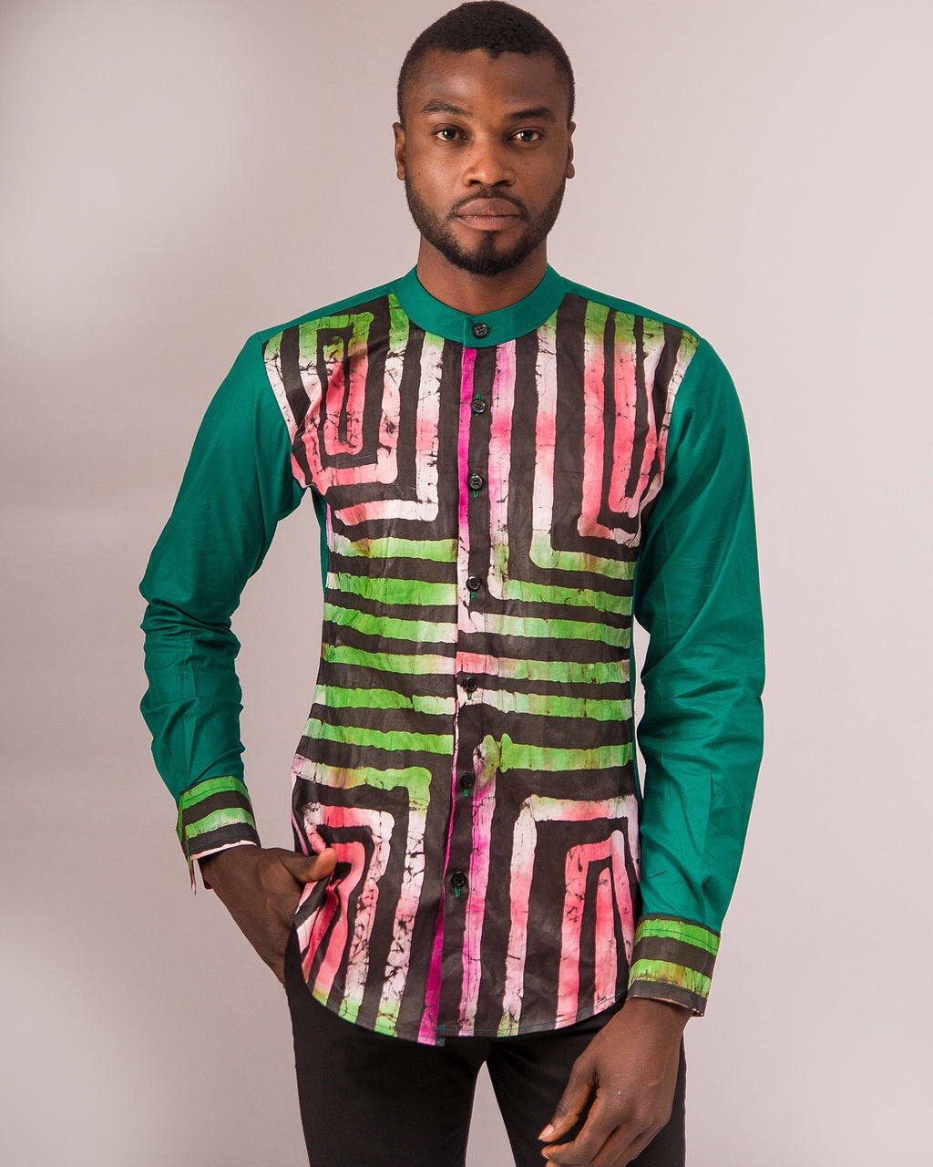 Ade African tie dye men shirt - Afrothrone