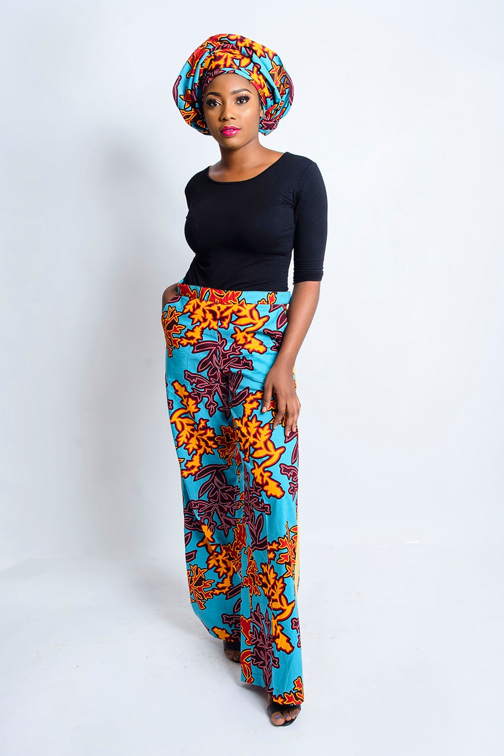 Mara African print stripe trouser/pants - Afrothrone