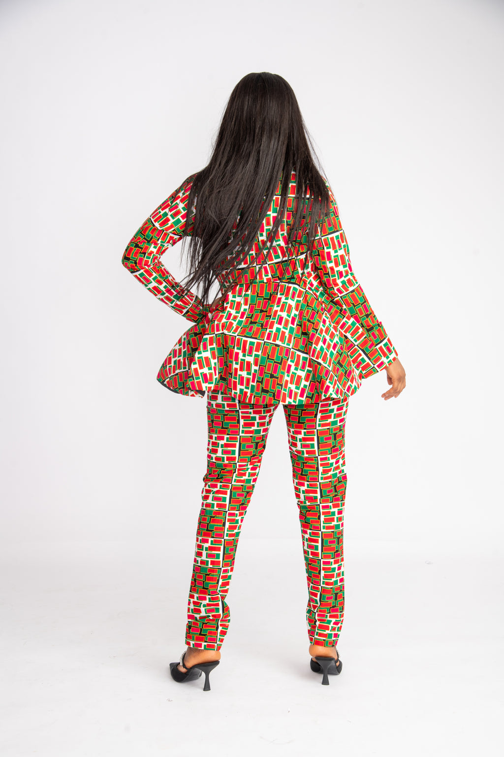 back view, ankara sets, anakara two piece gown  Ankara gown  Ankara dresses  Ankara dress  African print skater dress  African print midi dress  African print dresses  African Print dress  African midi dress  African dresses  African dress