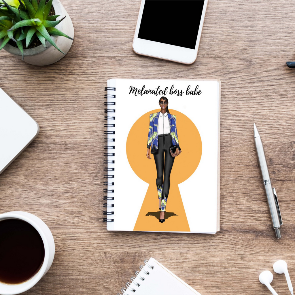 Melanated boss babe motivational Wire notebook/Journal