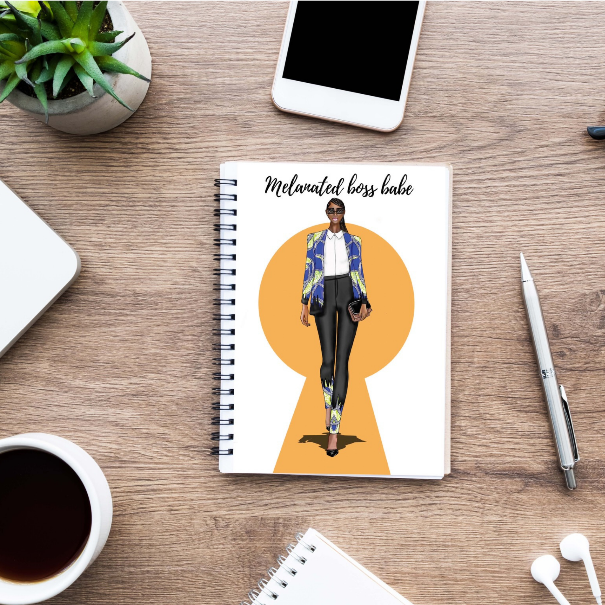 Melanated boss babe motivational Wire notebook/Journal
