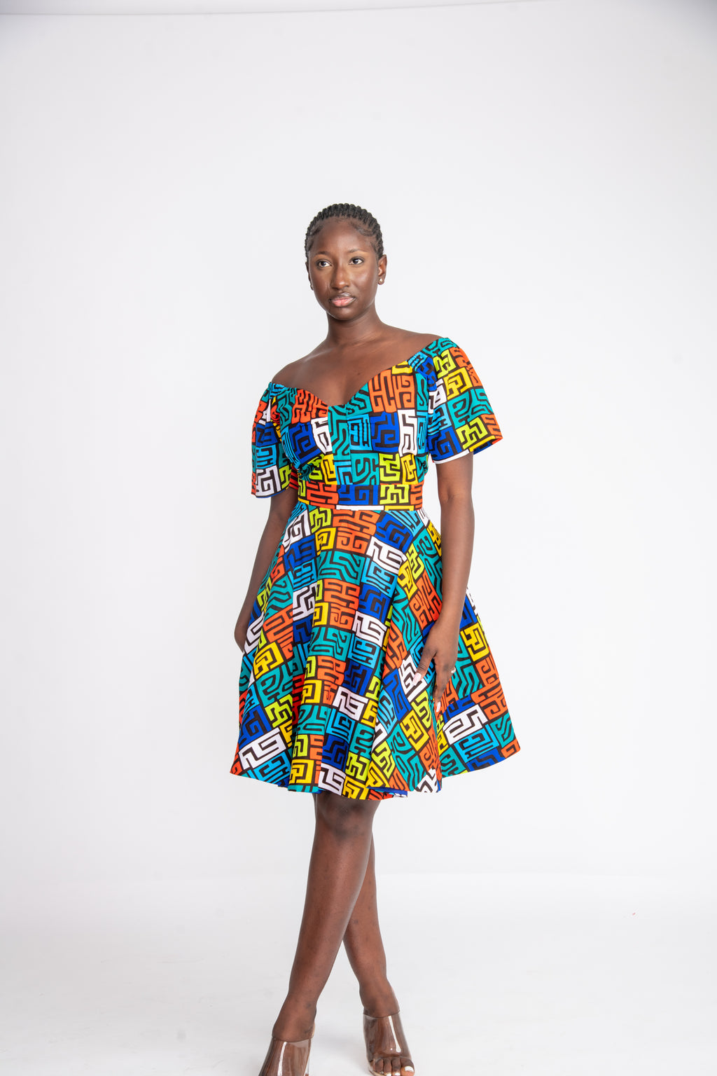 Yomi Midi African Print Dress