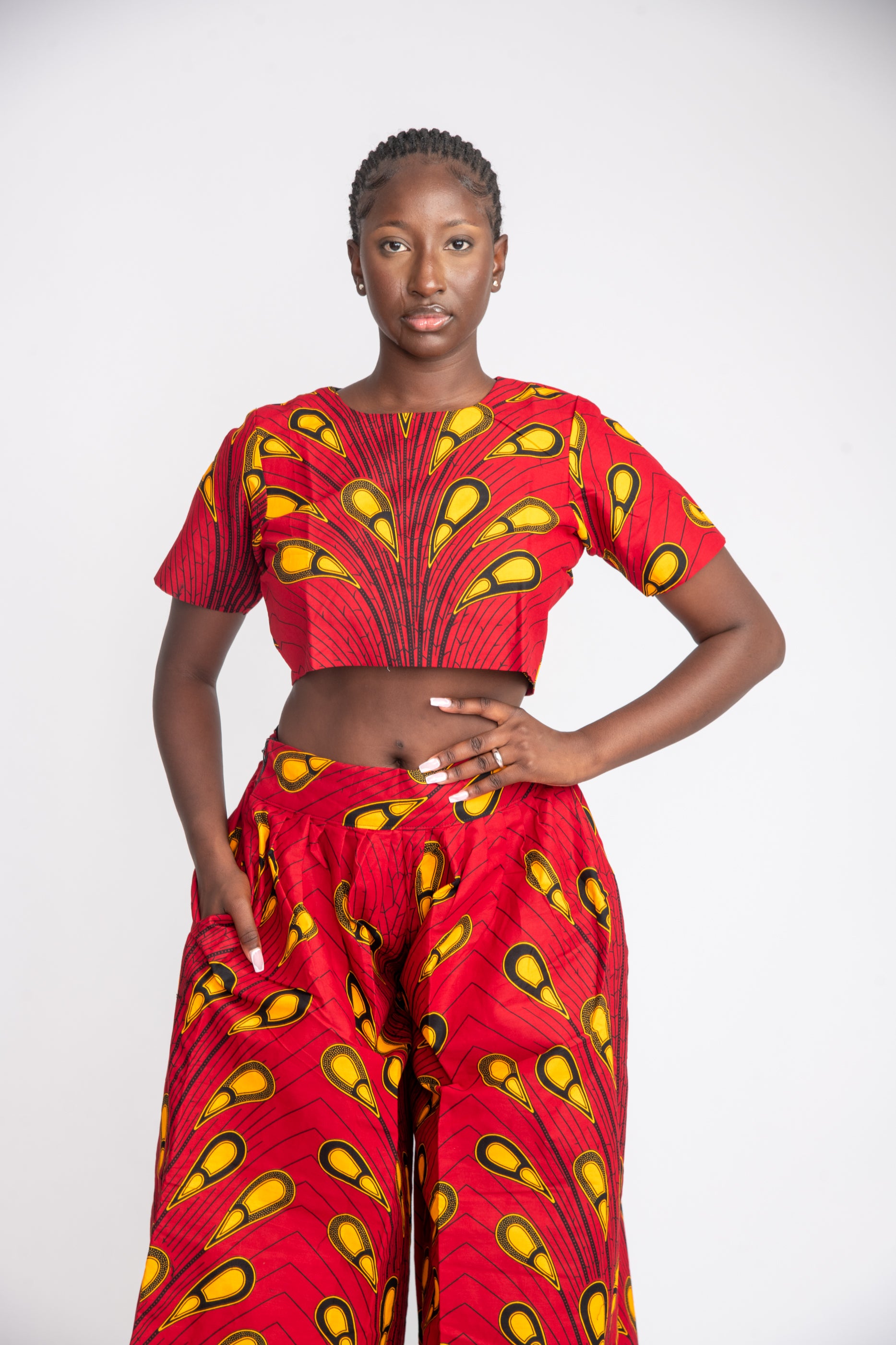 African print, ankara sets, two piece in african prrint.  crop and palazzo pants in ankara.