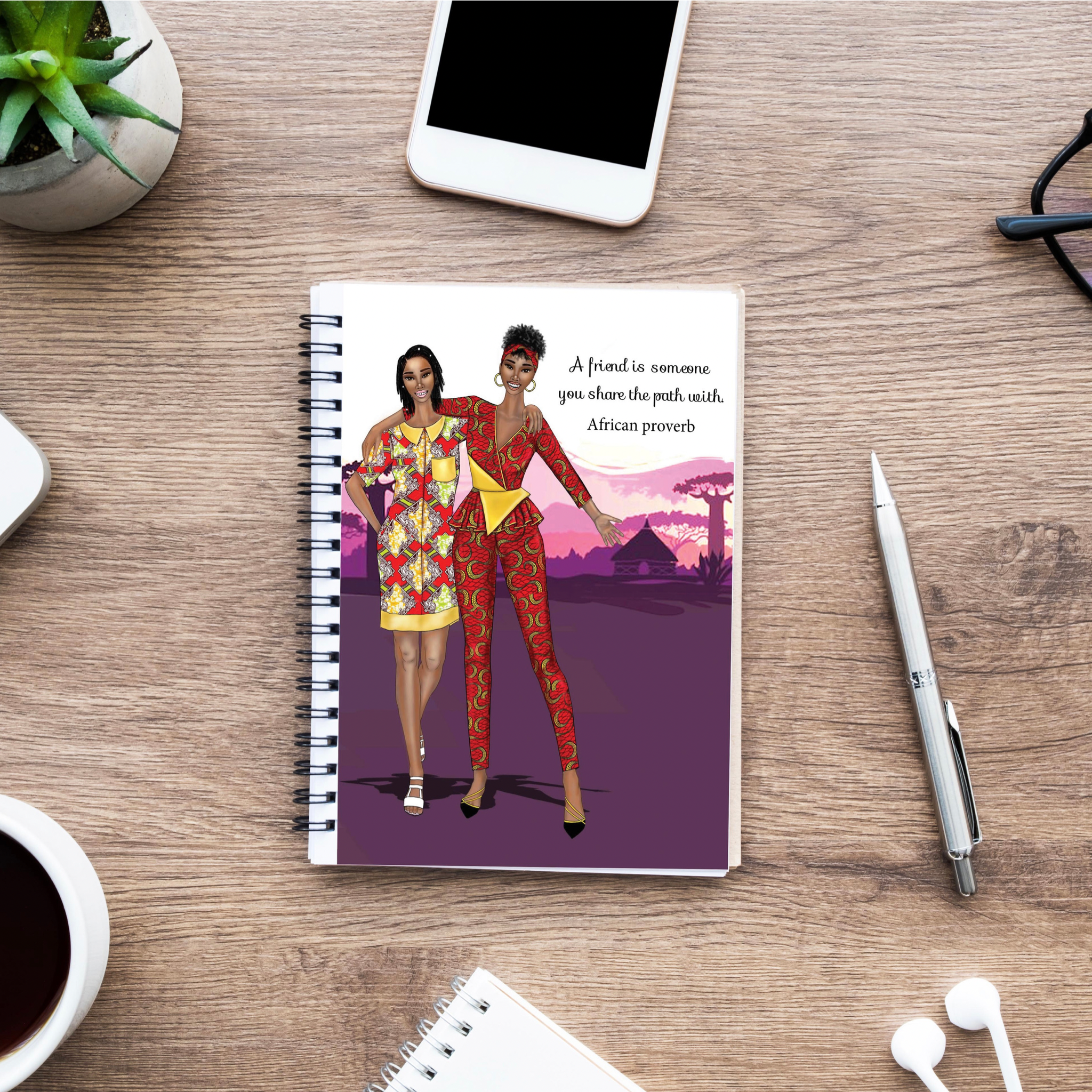 Wire notebook/Journal, with inspirational African proverb cover