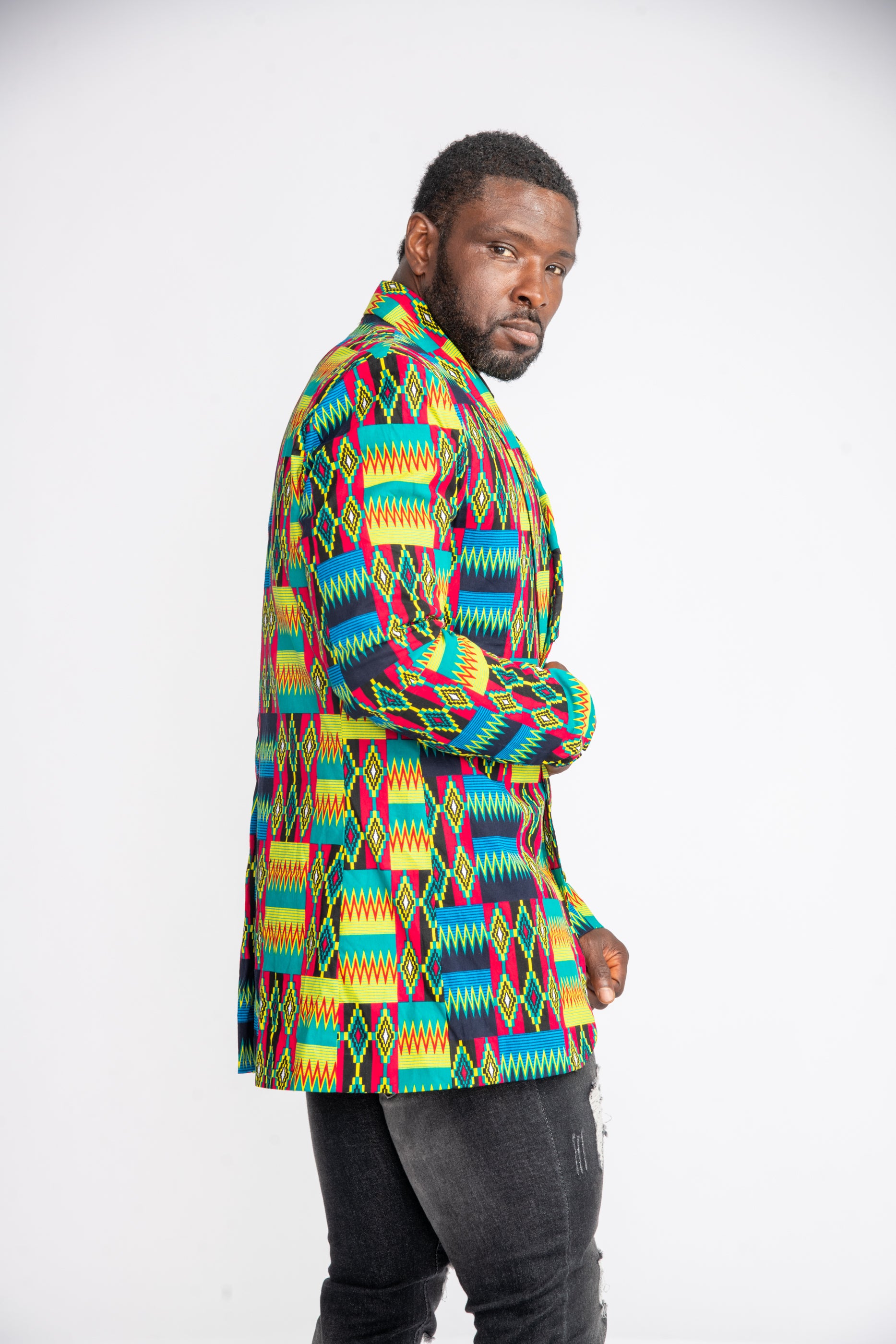 Seun Men African print Jacket