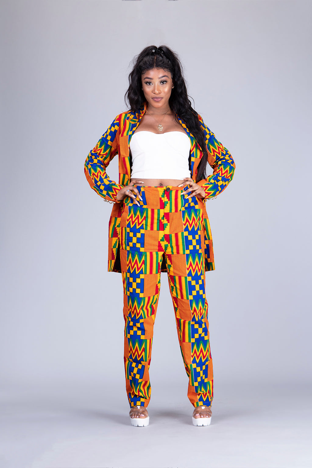 Efya African Print kente 2 piece suit / blazer dress - Afrothrone