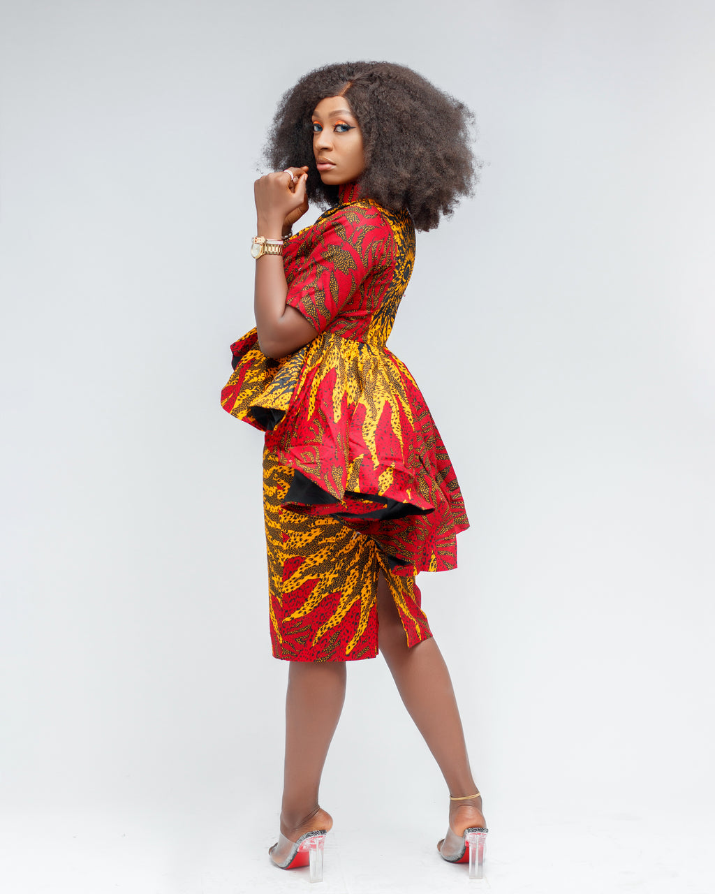 Uloma high low peplum jacket blouse top