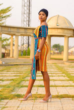 Load image into Gallery viewer, NEW IN Akwete African print wax kente and Ankara mix midi dress - Afrothrone