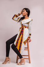 Load image into Gallery viewer, NEW IN MONIQUE Asymmetrical African print wrap jacket top - Afrothrone